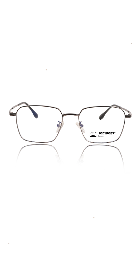 Premium Series Metal Spectacle Frame With Anti-Glare Blue Light Blocking Eyeglasses for Men and Women | Computer and Mobile Phone Protection Eyewear Frames (Black/Grey)
