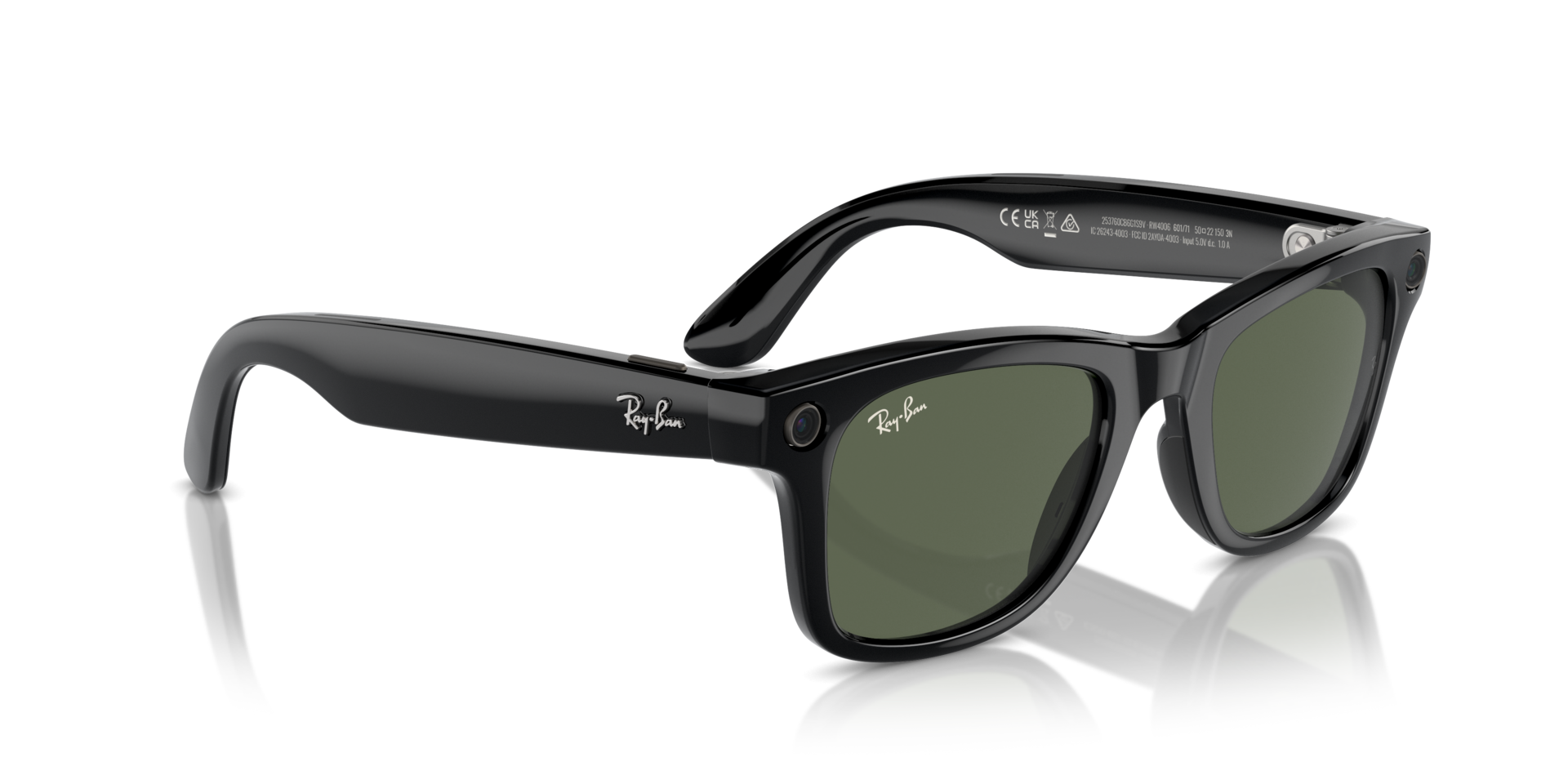RAY BAN META 4006 WAYFARER BLACK G15 GREEN MEDIUM