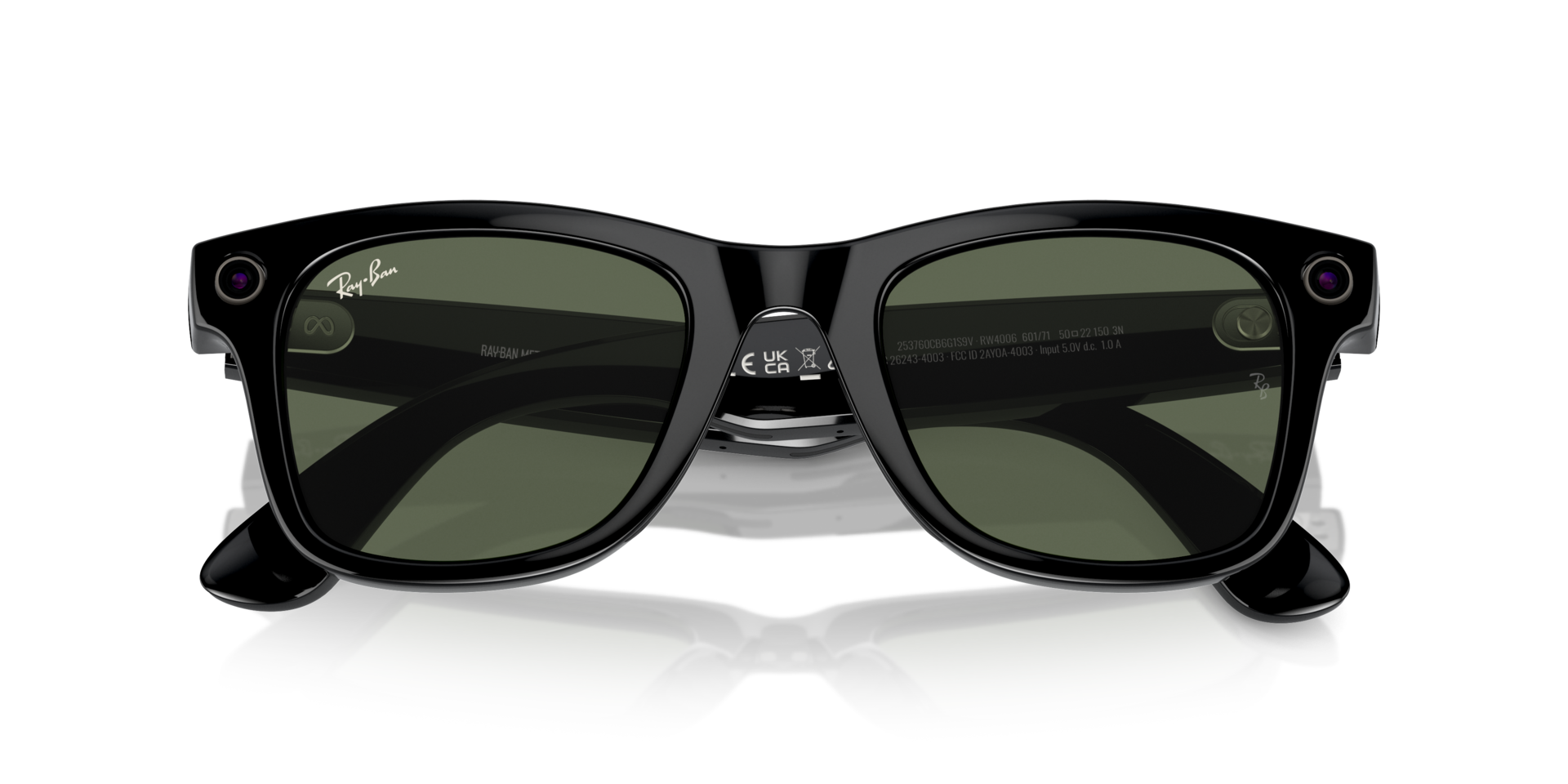 RAY BAN META 4006 WAYFARER BLACK G15 GREEN MEDIUM