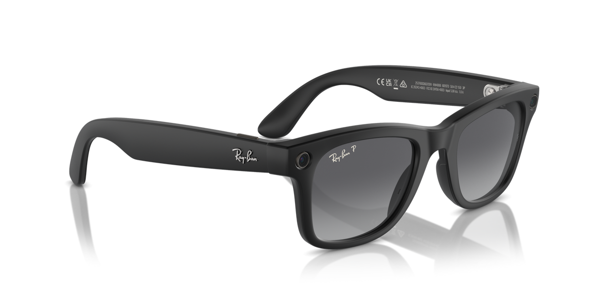 Ray-Ban Meta AI RW4006 (Wayfarer) Polarized Sunglass Matte Black Large