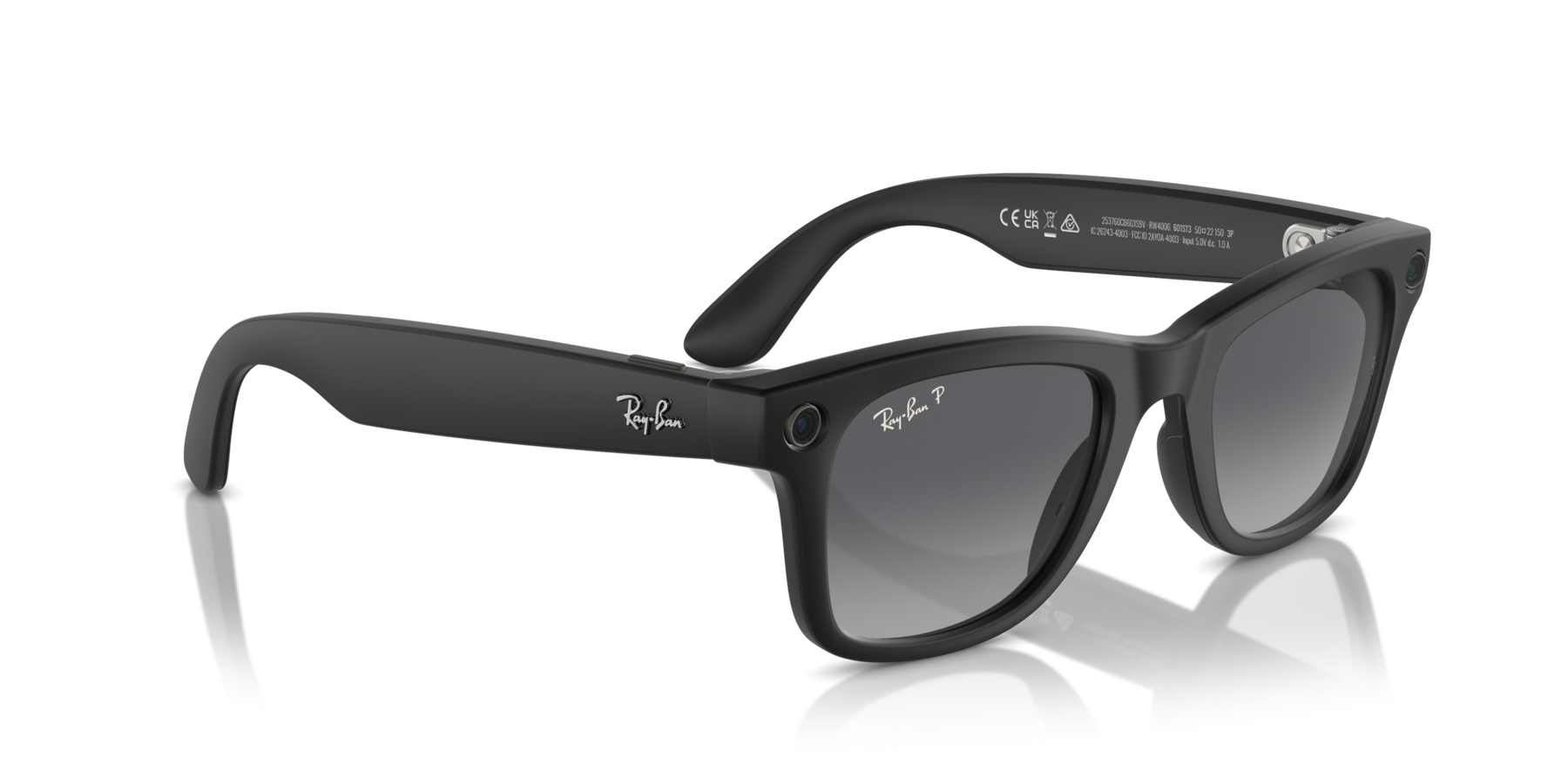 Ray-Ban Meta AI RW4006 (Wayfarer) Polarized Sunglass Matte Black Large