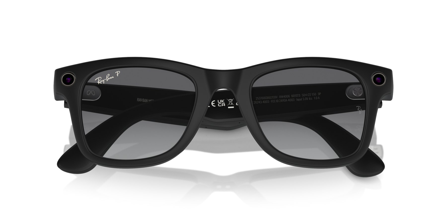 Ray-Ban Meta AI RW4006 (Wayfarer) Polarized Sunglass Matte Black Medium