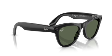 Ray-Ban Meta AI Skyler Cat Eye Smart Eyewear Sunglass Shiny Black RW4010 Green G15