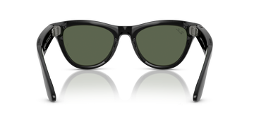 Ray-Ban Meta AI Skyler Cat Eye Smart Eyewear Sunglass Shiny Black RW4010 Green G15