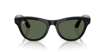 Ray-Ban Meta AI Skyler Cat Eye Smart Eyewear Sunglass Shiny Black RW4010 Green G15