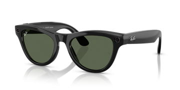 Ray-Ban Meta AI Skyler Cat Eye Smart Eyewear Sunglass Shiny Black RW4010 Green G15