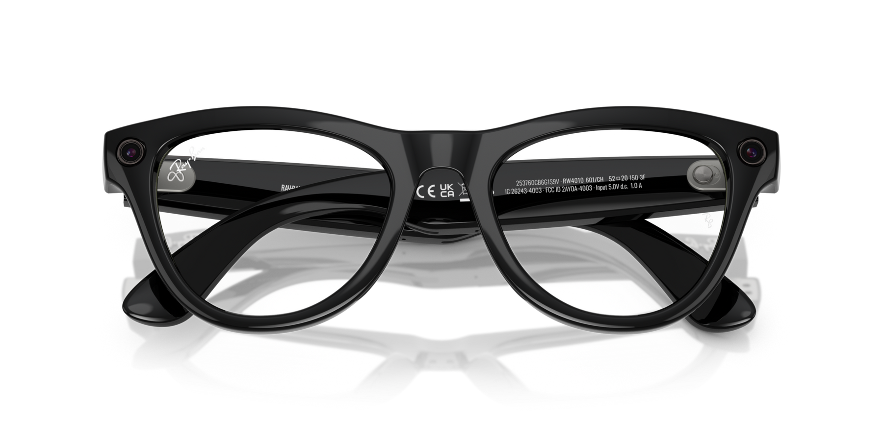 Ray-Ban Meta AI Skyler Cat Eye Smart Eyewear Sunglass Shiny Black RW4010 Transitions Amethyst