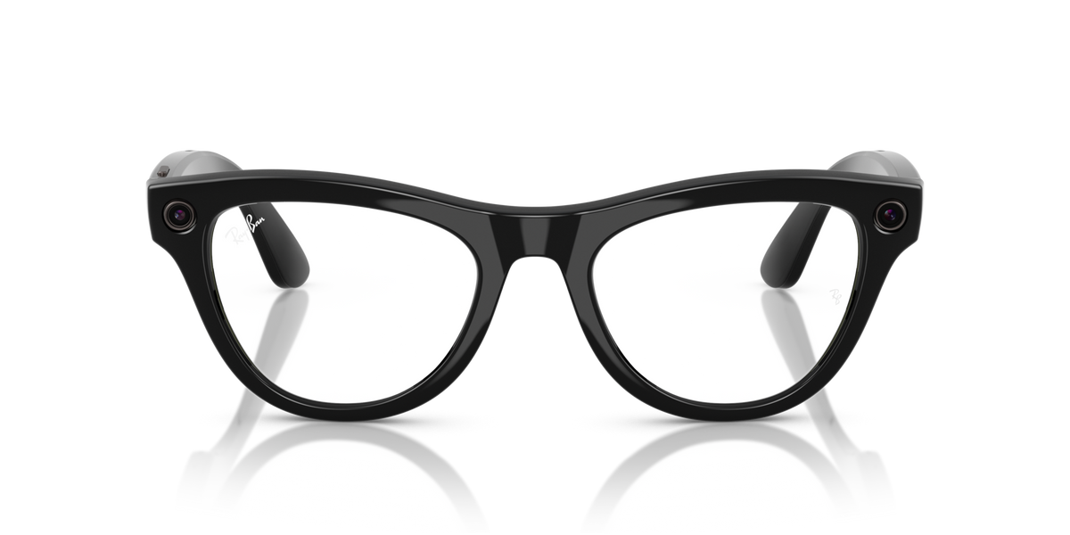Ray-Ban Meta AI Skyler Cat Eye Smart Eyewear Sunglass Shiny Black RW4010 Transitions Amethyst
