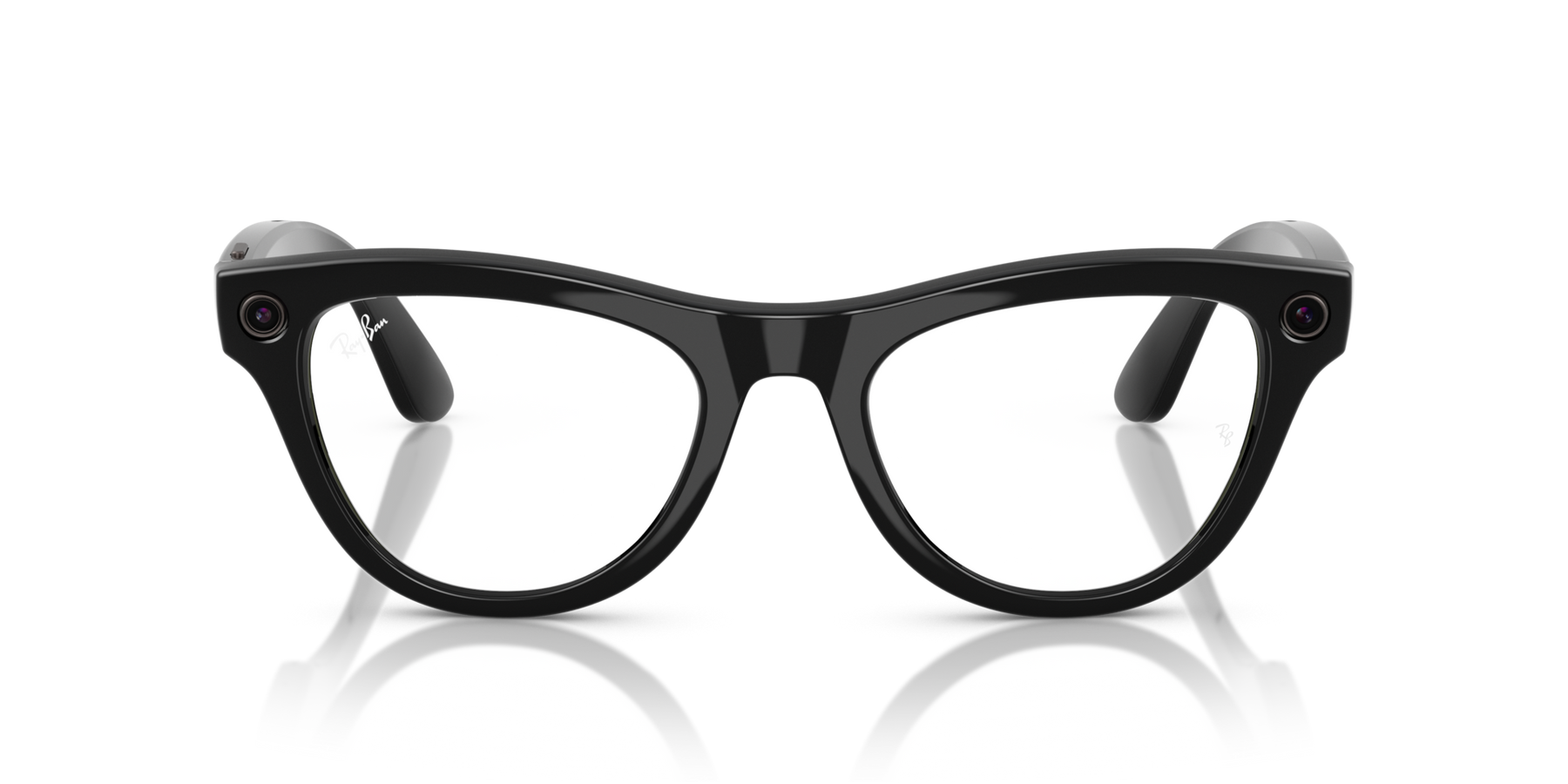 Ray-Ban Meta AI Skyler Cat Eye Smart Eyewear Sunglass Shiny Black RW4010 Transitions Amethyst