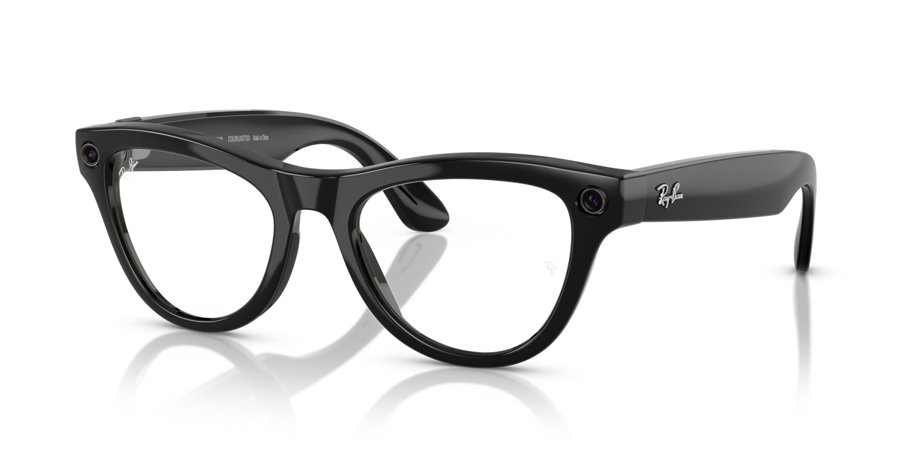 Ray-Ban Meta AI Skyler Cat Eye Smart Eyewear Sunglass Shiny Black RW4010 Transitions Amethyst