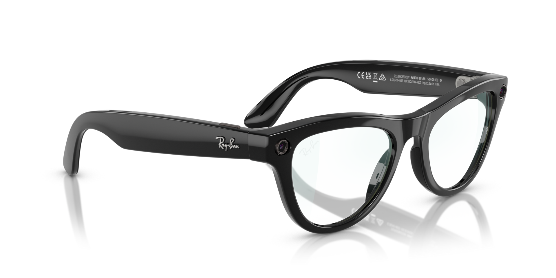 Ray-Ban Meta AI Skyler Cat Eye Smart Eyewear Shiny Black RW4010