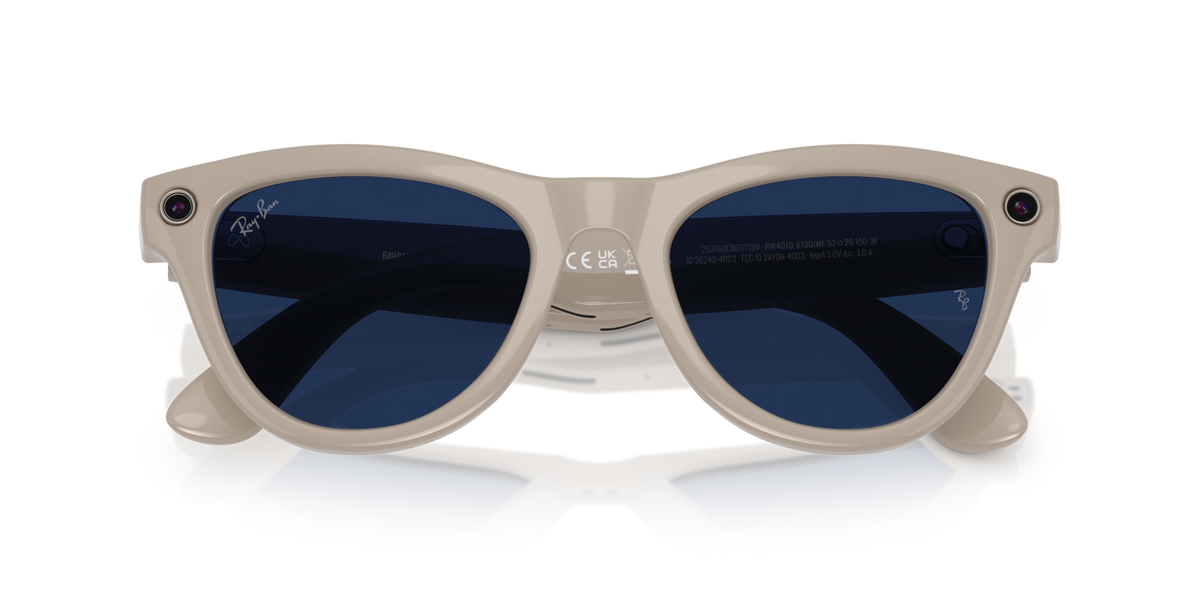 Ray-Ban Meta AI Skyler Cat Eye Smart Eyewear Sunglass Chalky Grey RW4010 Transitions Blue