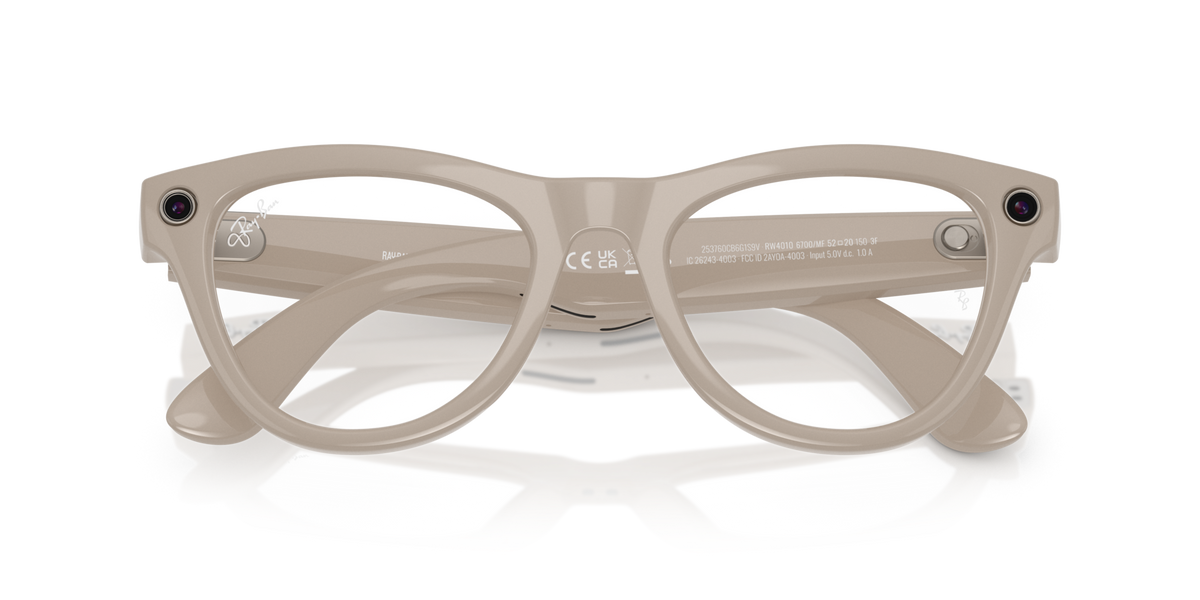 Ray-Ban Meta AI Skyler Cat Eye Smart Eyewear Sunglass Chalky Grey RW4010 Transitions Blue