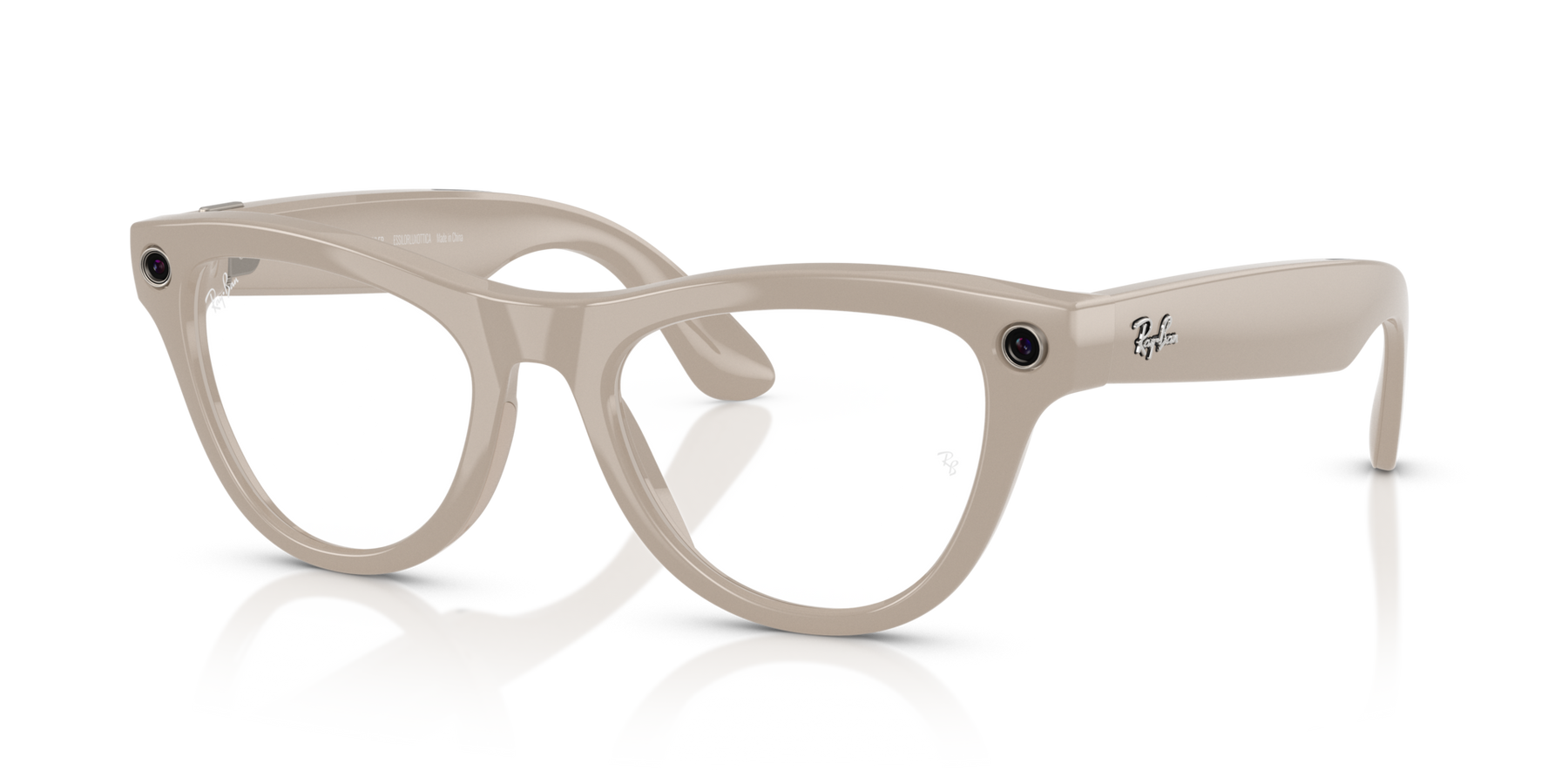 Ray-Ban Meta AI Skyler Cat Eye Smart Eyewear Sunglass Chalky Grey RW4010 Transitions Blue
