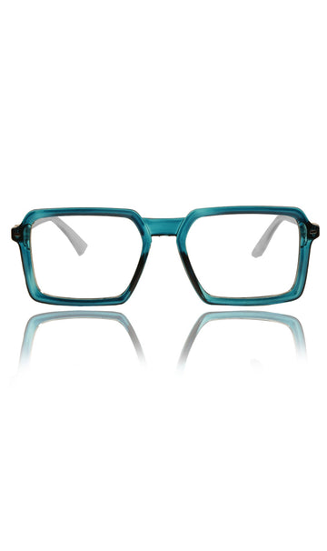 Colour Frame Series Eyewears | Blue Rays Protection Square Stylish Spectacles With Anti Glare Eyeglasses For Men and Women Eyewears (Turquoise Blue)