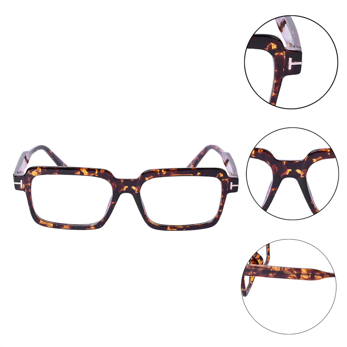 Premium Pure Sheet Square Eyeglasses (Tiger Print)