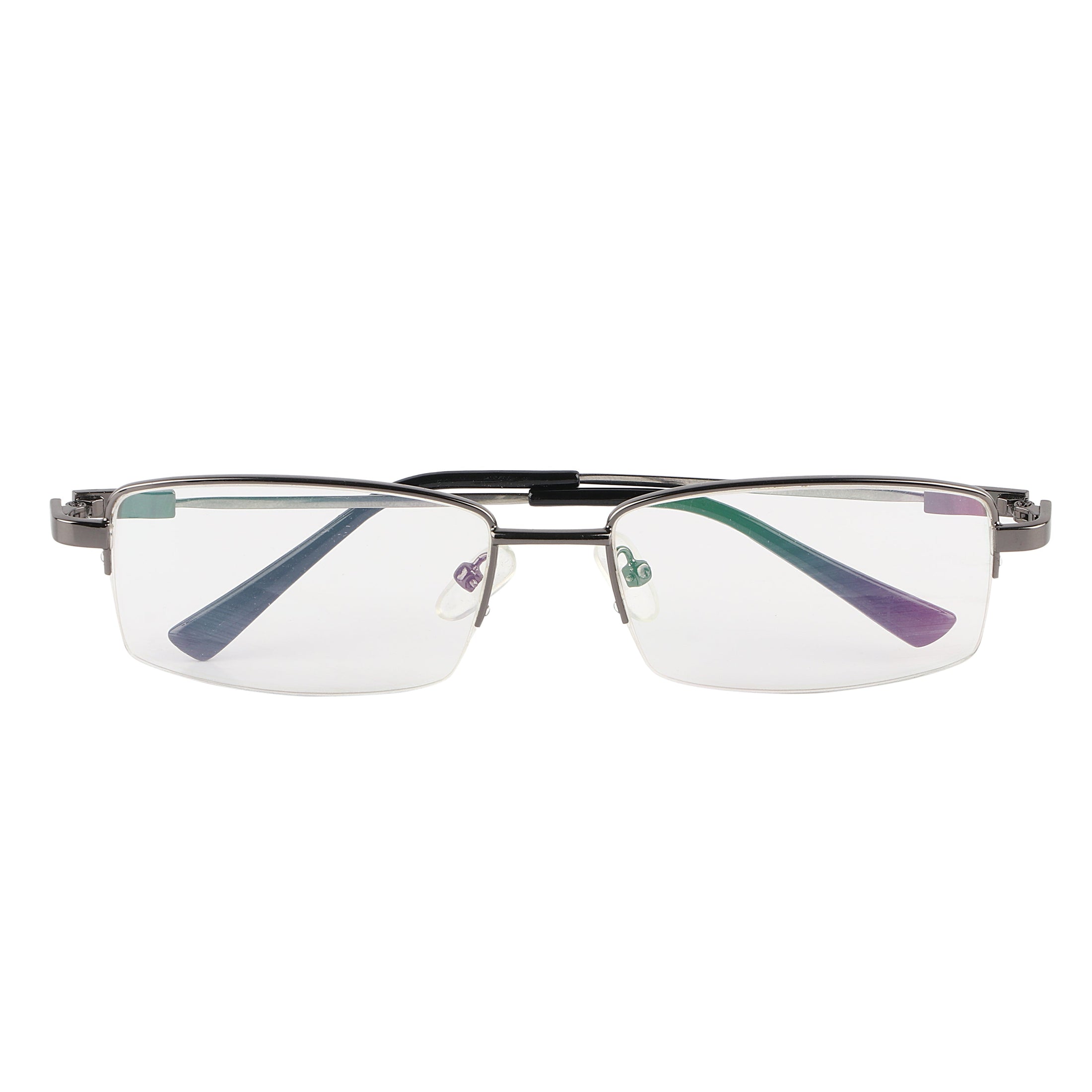 Flexible Arms Metal Half Rim Frame (Grey)