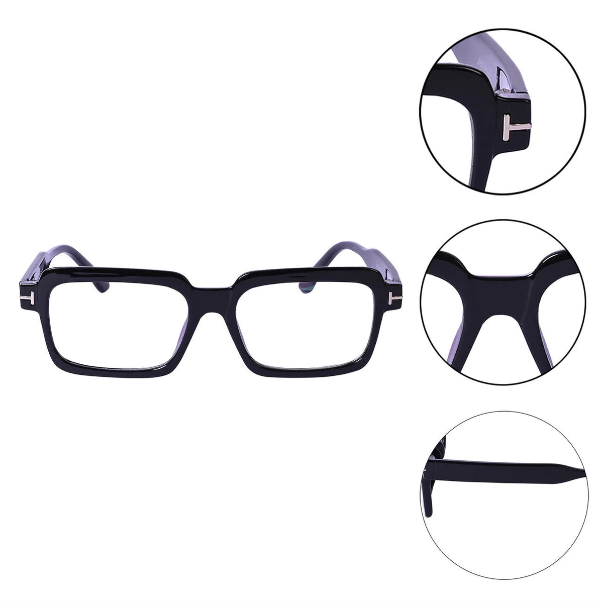 Premium Pure Sheet Square Eyeglasses (Black)