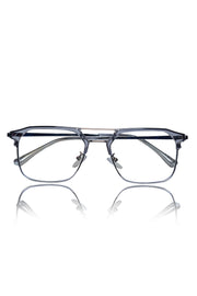 Premium Series Classic Vintage Eyewear Eyeglasses Spectacles with Blue Light Anti Glare Glasses Frame for Men and Women (Transparent)