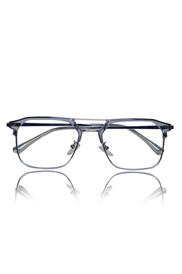 Premium Series Classic Vintage Eyewear Eyeglasses Spectacles with Blue Light Anti Glare Glasses Frame for Men and Women (Transparent)