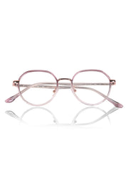 Pure TR Metal and Plastic Combination Round Flat-Top Spectacle Frame | Blu cut and Anti Glare Computer Mobile Phone Protection Eyewear Eyeglasses (Wild Rose)