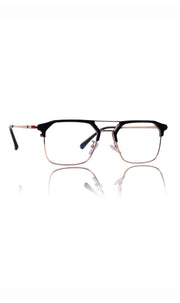 Premium Series Classic Vintage Eyewear Eyeglasses Spectacles with Blue Light Anti Glare Glasses Frame for Men and Women (Black & Gold)