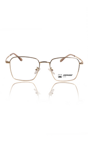 Premium Series Metal Spectacle Frame With Anti-Glare Blue Light Blocking Eyeglasses for Men and Women | Computer and Mobile Phone Protection Eyewear Frames (Gold)
