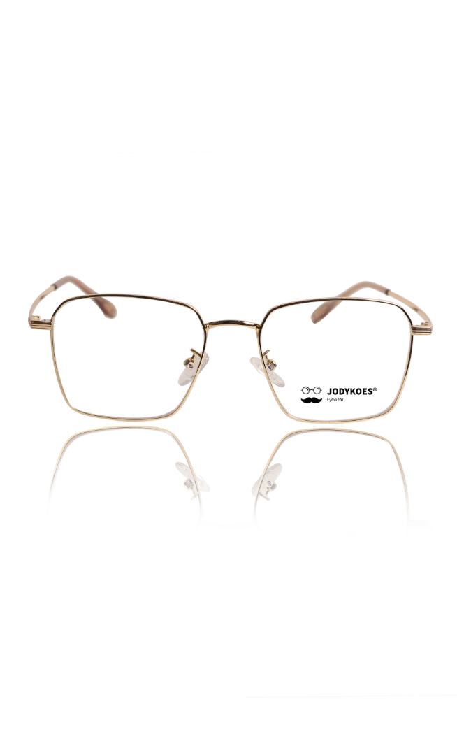 Premium Series Metal Spectacle Frame With Anti-Glare Blue Light Blocking Eyeglasses for Men and Women | Computer and Mobile Phone Protection Eyewear Frames (Gold)