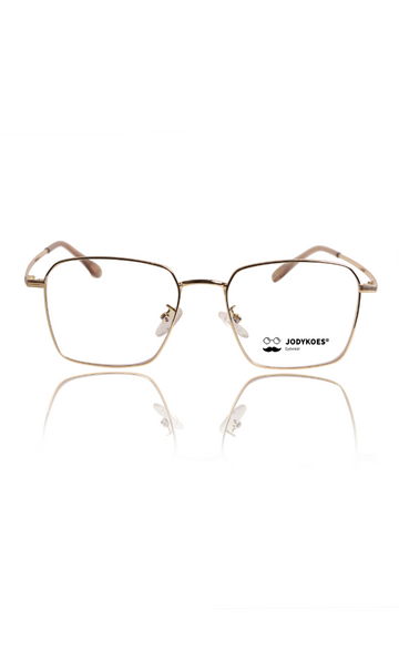 Premium Series Metal Spectacle Frame With Anti-Glare Blue Light Blocking Eyeglasses for Men and Women | Computer and Mobile Phone Protection Eyewear Frames (Gold)