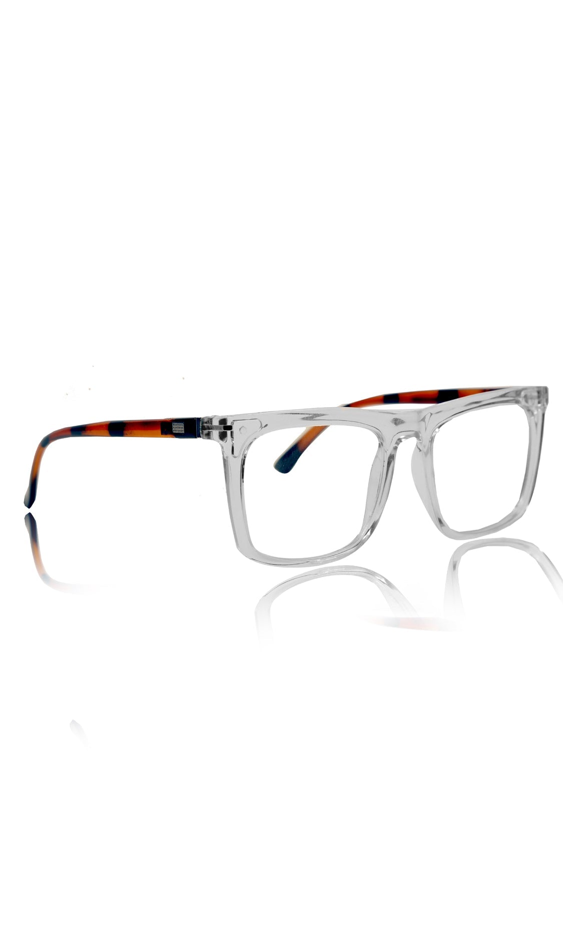 Colour Frame Series Stylish Spectacle Frames for Men | Blue Rays Protection Rectangle Eyewear with Anti Glare Glasses for Men and Women (Printed Transparent)