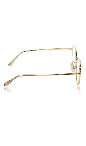 Premium Series Cat Eye Metal Designer Frame Women Spectacle | Fashionable Blu Cut Anti Glare Eyeglasses For Computer, Mobile Phone and Blue Rays Protection Eyewear (Gold)