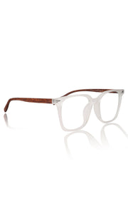 Premium Series Woodern Finish collection Square Spectacle Frame | Fashionable Eyeglasses Eyewear for Men and Women (White Wood)
