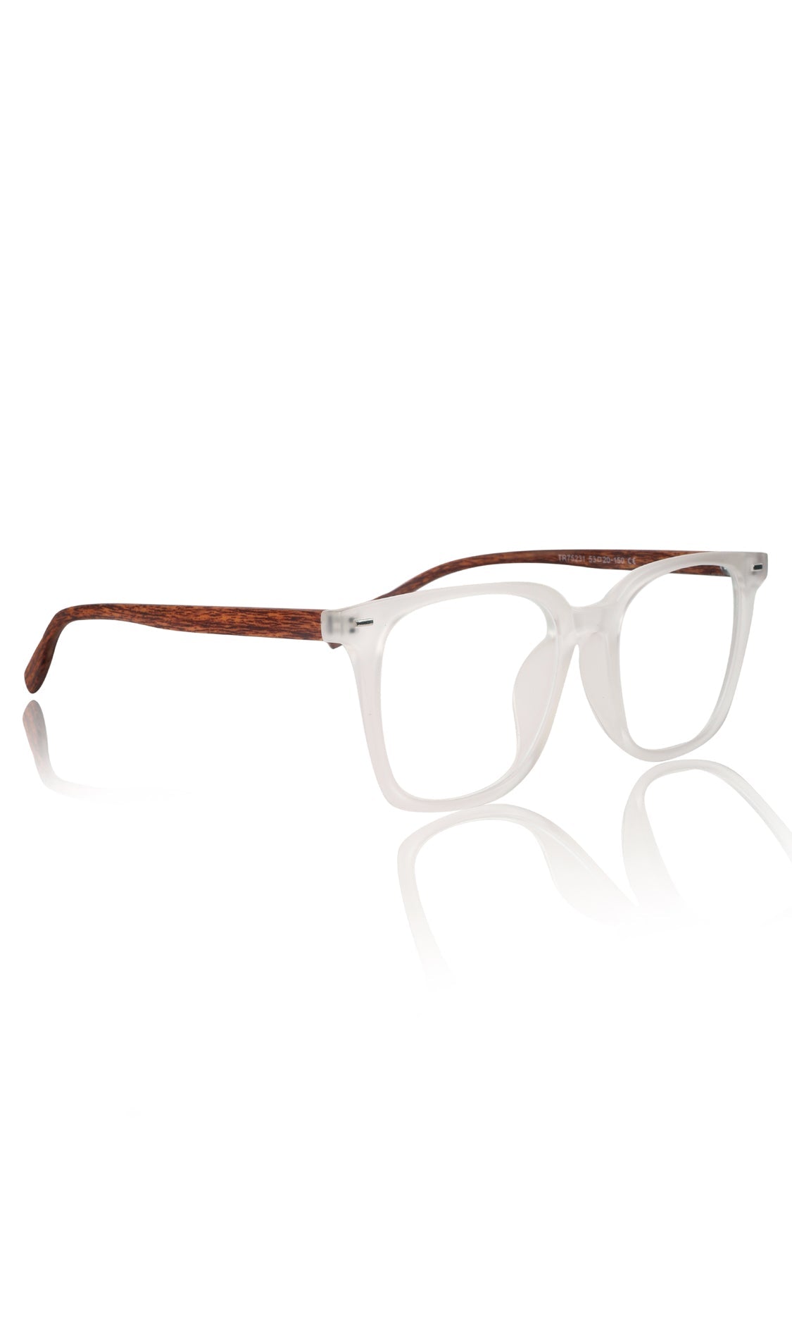Premium Series Woodern Finish collection Square Spectacle Frame | Fashionable Eyeglasses Eyewear for Men and Women (White Wood)