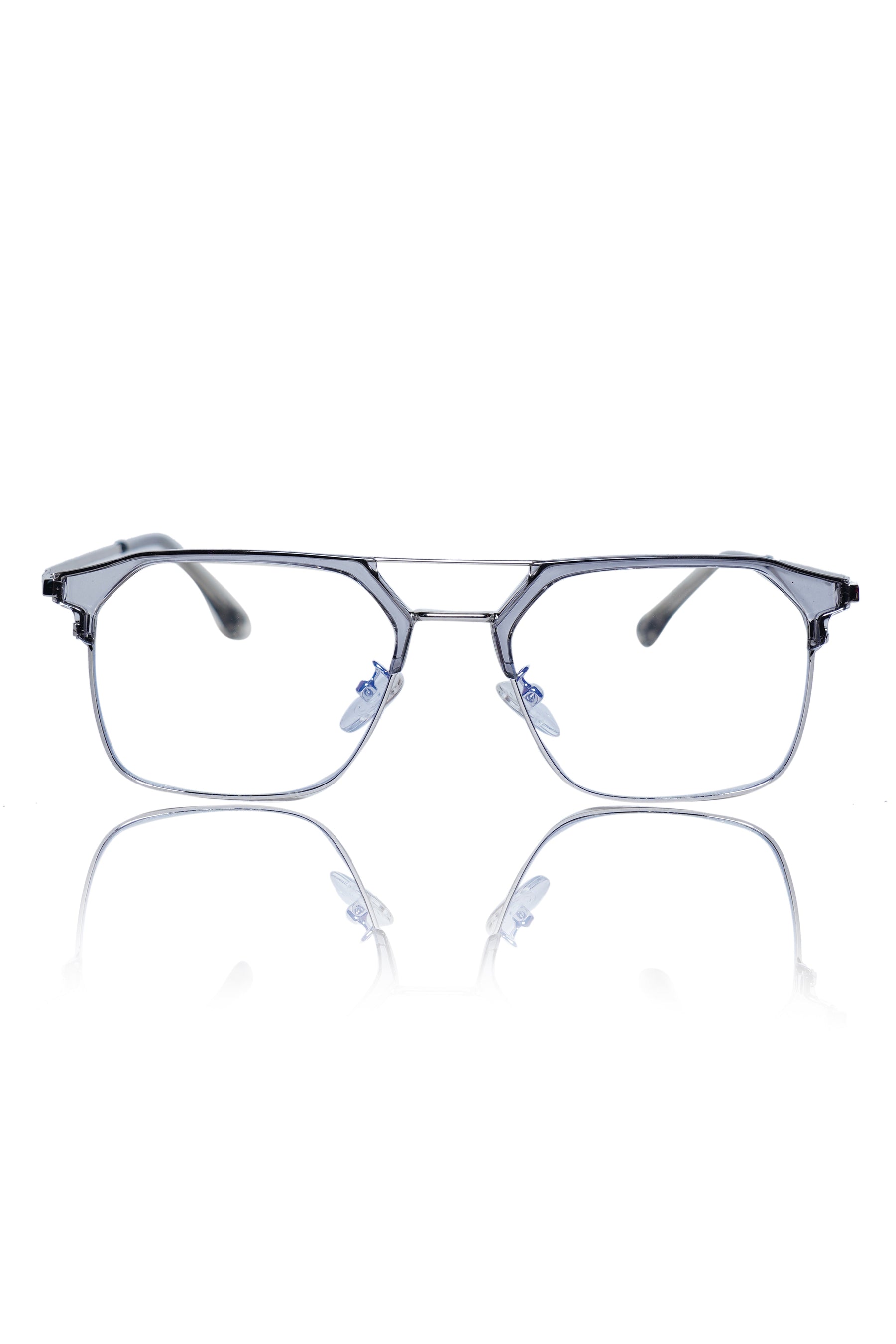 Premium Series Classic Vintage Eyewear Eyeglasses Spectacles with Blue Light Anti Glare Glasses Frame for Men and Women (Transparent)