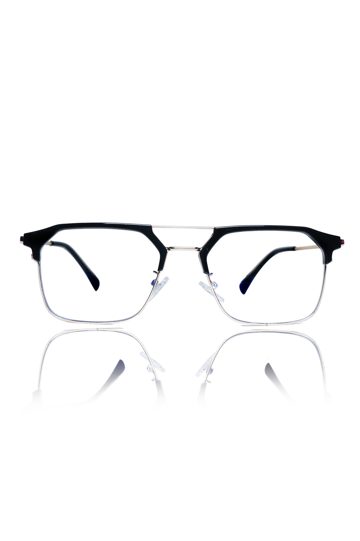 Premium Series Classic Vintage Eyewear Eyeglasses Spectacles with Blue Light Anti Glare Glasses Frame for Men and Women (Black & Gold)