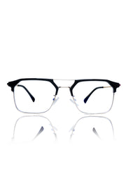 Premium Series Classic Vintage Eyewear Eyeglasses Spectacles with Blue Light Anti Glare Glasses Frame for Men and Women (Black & Gold)