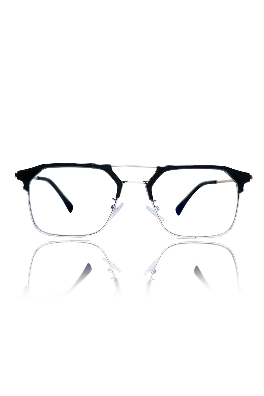 Premium Series Classic Vintage Eyewear Eyeglasses Spectacles with Blue Light Anti Glare Glasses Frame for Men and Women (Black & Gold)