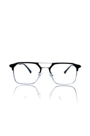 Premium Series Classic Vintage Eyewear Eyeglasses Spectacles with Blue Light Anti Glare Glasses Frame for Men and Women (Black & Silver)