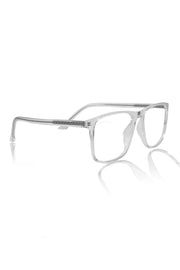 Premium Series Pure Acetate Sheet Rectangle Eyewear Frame | Modern Fashionable Trending Spectacle Eyeglasses For Men and Women (Crystal Transparent)