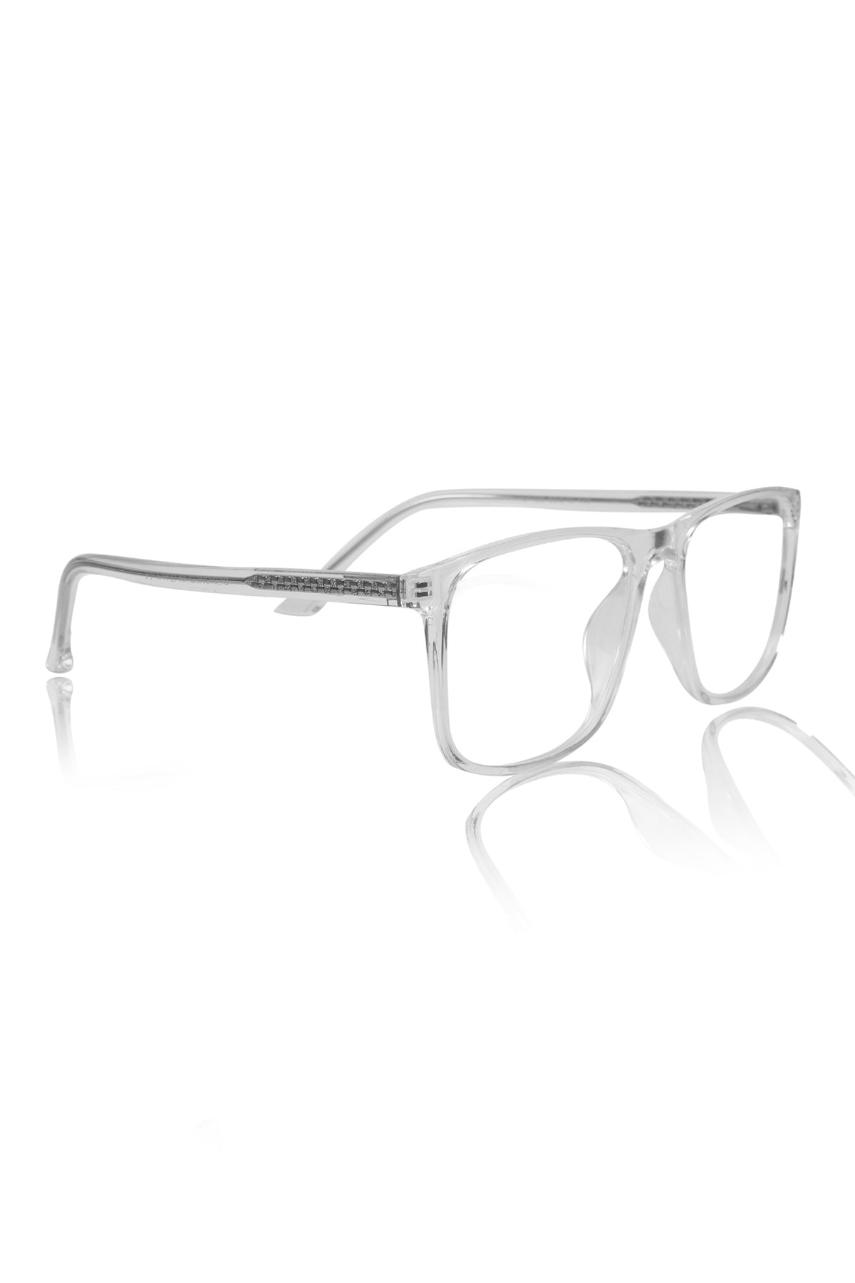 Premium Series Pure Acetate Sheet Rectangle Eyewear Frame | Modern Fashionable Trending Spectacle Eyeglasses For Men and Women (Crystal Transparent)
