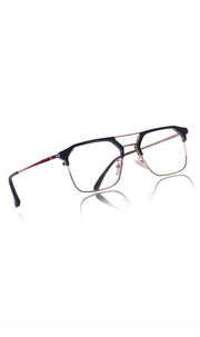 Premium Series Classic Vintage Eyewear Eyeglasses Spectacles with Blue Light Anti Glare Glasses Frame for Men and Women (Black & Gold)