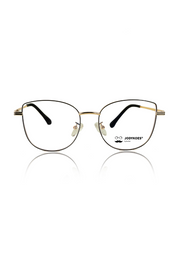 Premium Series Cat Eye Metal Designer Frame Women Spectacle | Fashionable Blu Cut Anti Glare Eyeglasses For Computer, Mobile Phone and Blue Rays Protection Eyewear (Black and Gold)