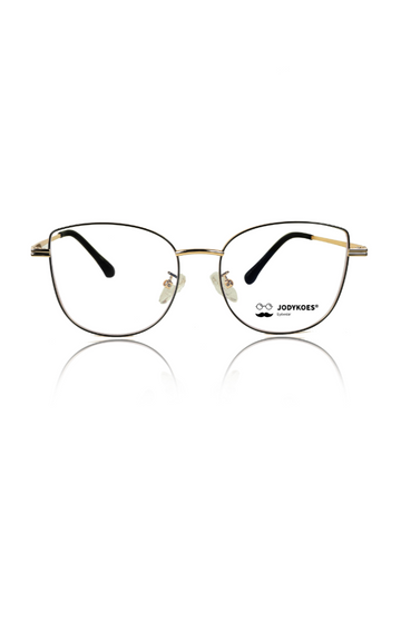 Premium Series Cat Eye Metal Designer Frame Women Spectacle | Fashionable Blu Cut Anti Glare Eyeglasses For Computer, Mobile Phone and Blue Rays Protection Eyewear (Black and Gold)
