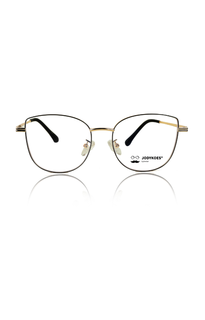 Premium Series Cat Eye Metal Designer Frame Women Spectacle | Fashionable Blu Cut Anti Glare Eyeglasses For Computer, Mobile Phone and Blue Rays Protection Eyewear (Black and Gold)