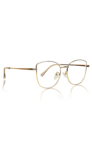 Premium Series Cat Eye Metal Designer Frame Women Spectacle | Fashionable Blu Cut Anti Glare Eyeglasses For Computer, Mobile Phone and Blue Rays Protection Eyewear (Gold)