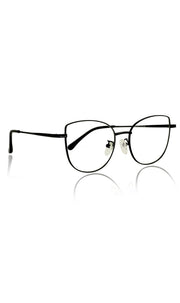 Premium Series Cat Eye Metal Designer Frame Women Spectacle | Fashionable Blu Cut Anti Glare Eyeglasses For Computer, Mobile Phone and Blue Rays Protection Eyewear (Black)