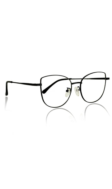Premium Series Cat Eye Metal Designer Frame Women Spectacle | Fashionable Blu Cut Anti Glare Eyeglasses For Computer, Mobile Phone and Blue Rays Protection Eyewear (Black)