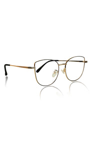 Premium Series Cat Eye Metal Designer Frame Women Spectacle | Fashionable Blu Cut Anti Glare Eyeglasses For Computer, Mobile Phone and Blue Rays Protection Eyewear (Black and Gold)