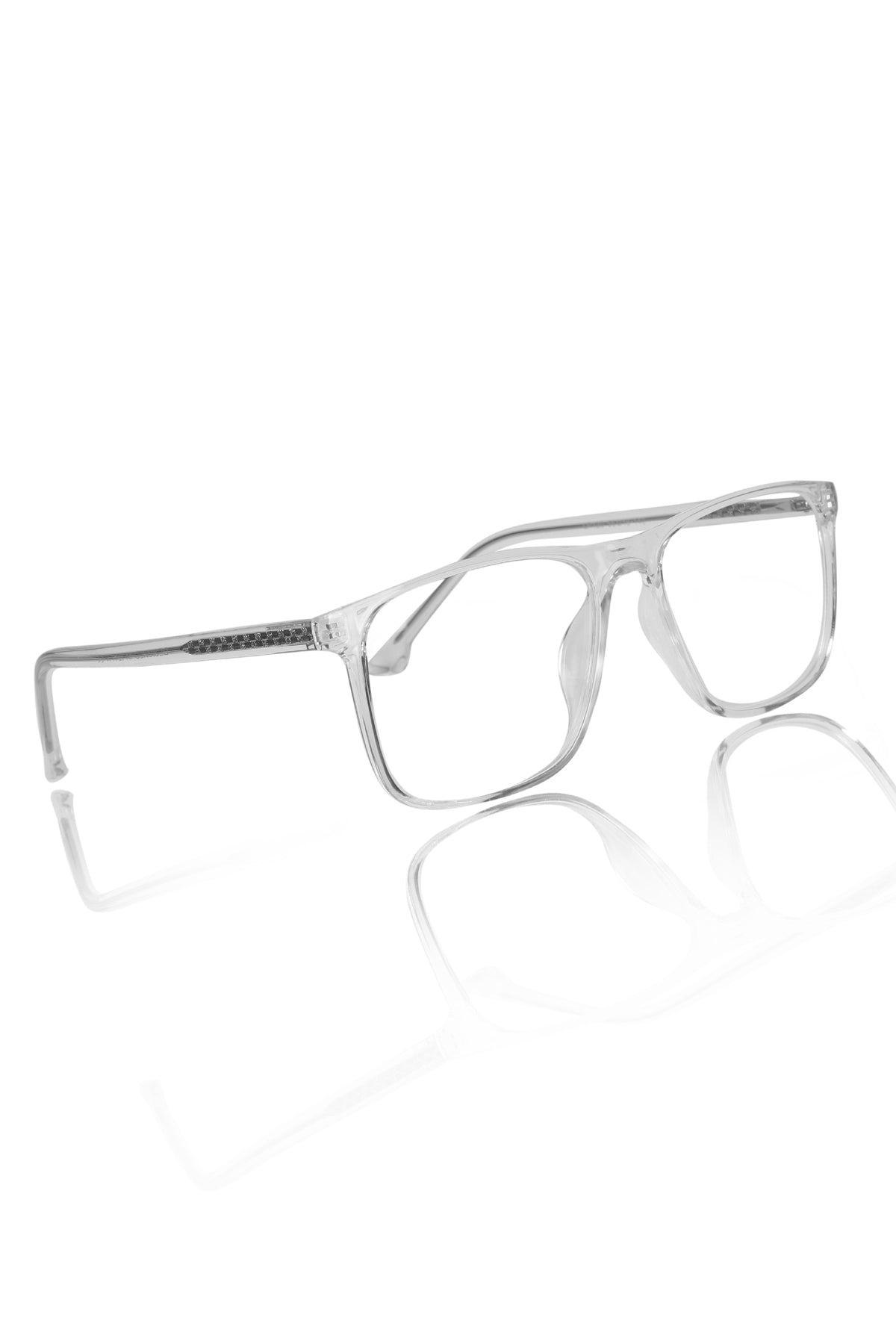 Premium Series Pure Acetate Sheet Rectangle Eyewear Frame | Modern Fashionable Trending Spectacle Eyeglasses For Men and Women (Crystal Transparent)
