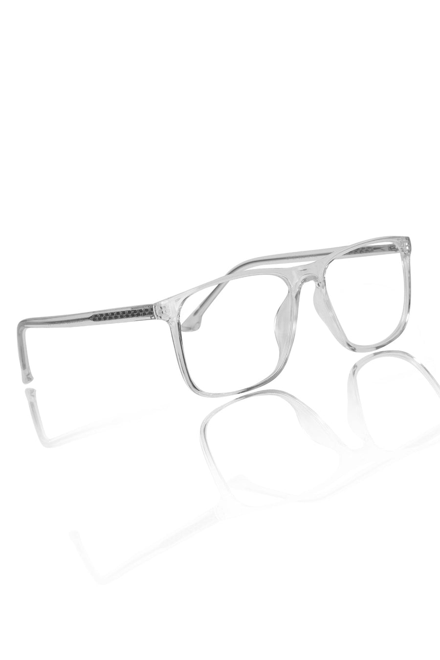 Premium Series Pure Acetate Sheet Rectangle Eyewear Frame | Modern Fashionable Trending Spectacle Eyeglasses For Men and Women (Crystal Transparent)
